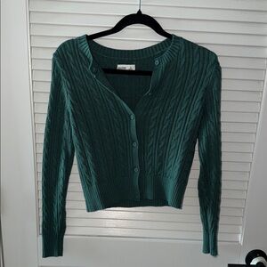 Hollister Green Cable Knit Cardigan